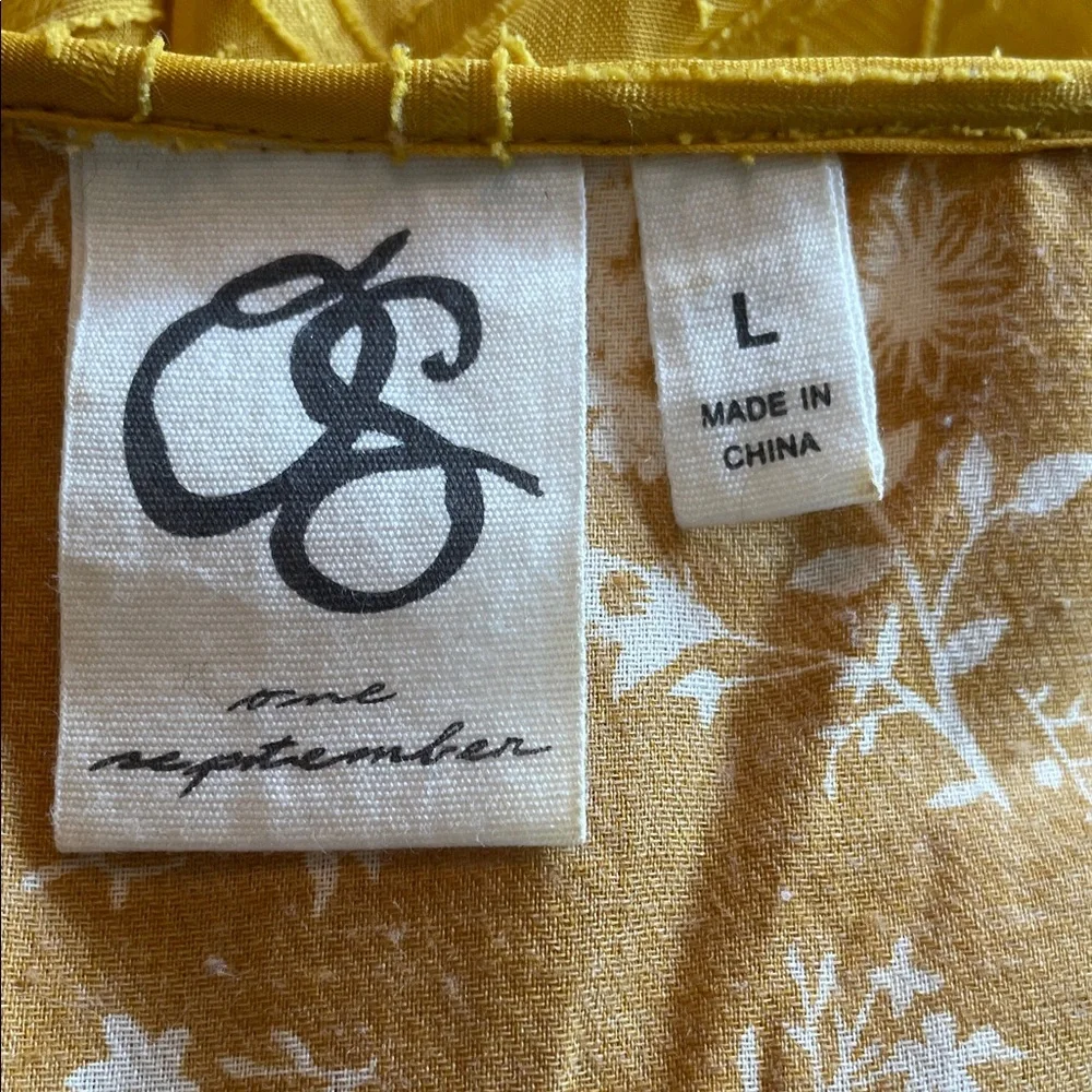 ANTHROPOLOGIE “ONE SEPTEMBER ANWEN” Mustard Yellow Boho Tunic  Dress Size Large